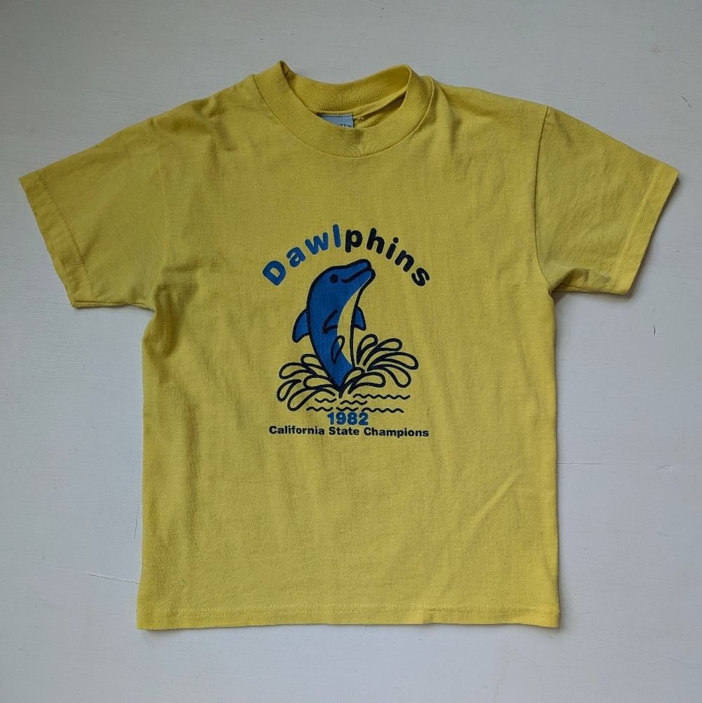 Vintage Dawls Yellow Dawlphins Dolphins T-Shirt *Fits Like XS*